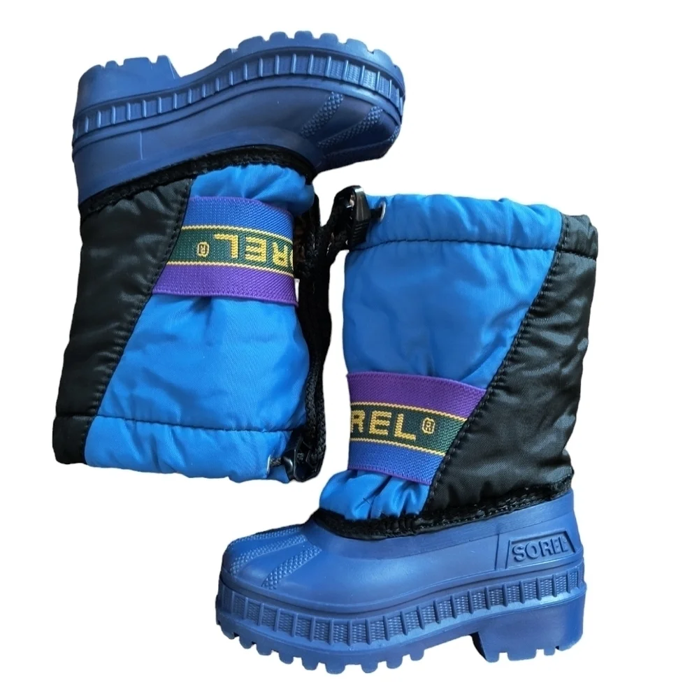 Sorel Blue/Black Winter Snow Boots With Removable Felt Lining Size 6